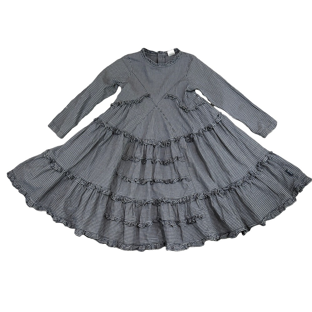 Jottum Gingham Ruffle Dress Girl 5 Boho Prairie Victorian Voluminous Whimsy